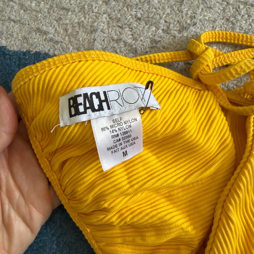 Beach Riot Yellow Ribbed Triangle Bikini Set - Picture 5 of 6